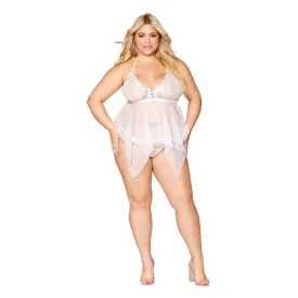 Babydoll and G-String - Queen Size - White