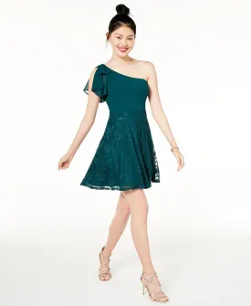 City Studio Women's Lace Short Cocktail and Party Dress Green Size 3