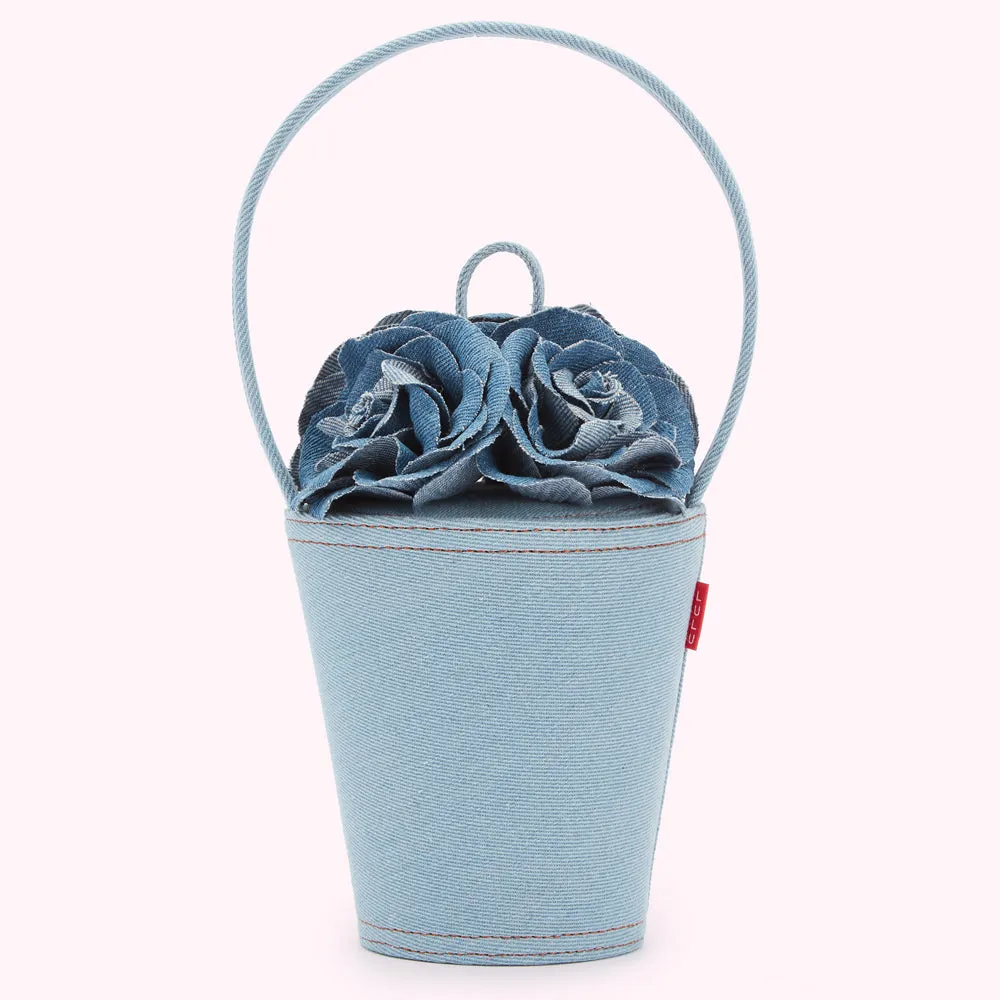 DENIM ROSE BASKET BAG