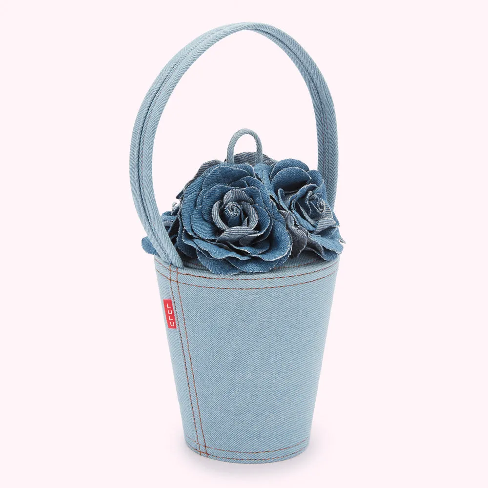 DENIM ROSE BASKET BAG