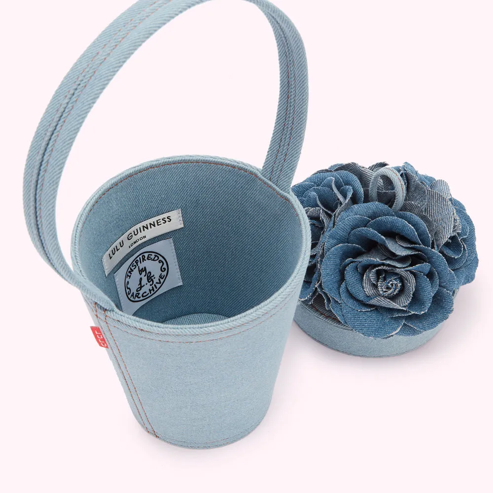 DENIM ROSE BASKET BAG