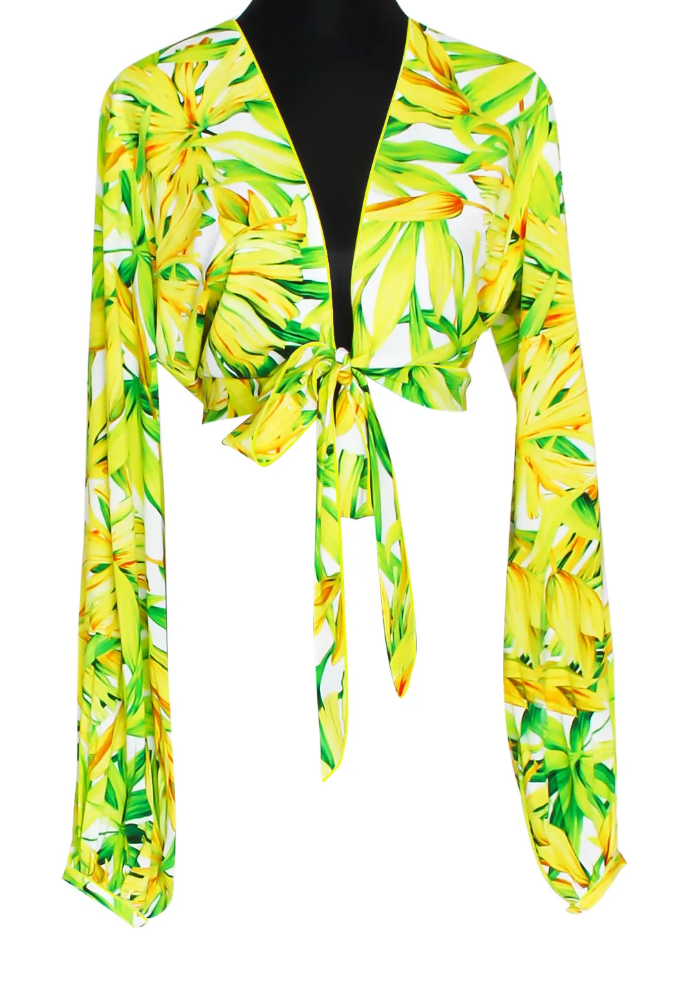 Euphoria - Secret Garden Cropped Blouse (Neon Yellow)