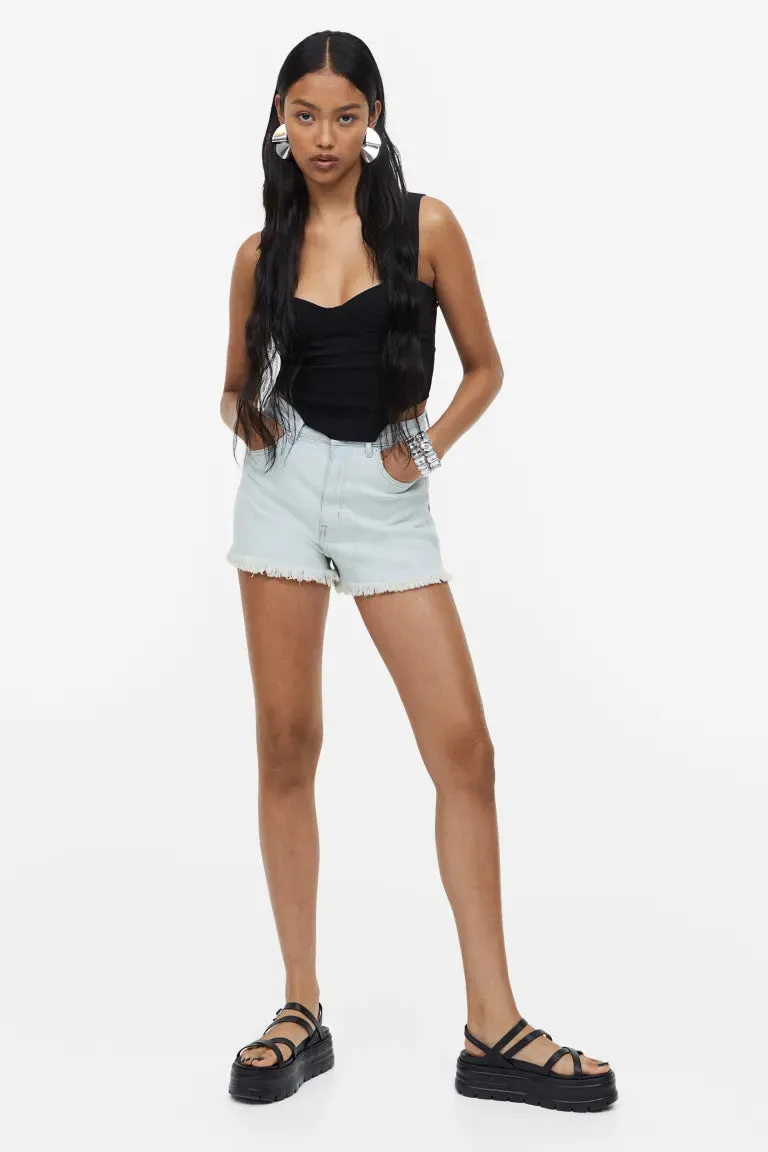 H&M High Waisted Denim Shorts, Light Blue Denim