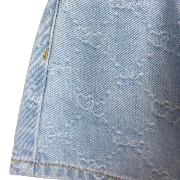 Heart Pattern Denim Shorts