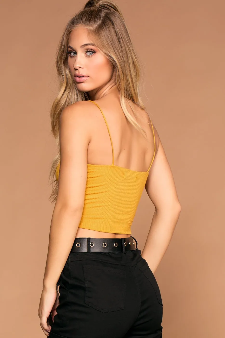 Jen Square Crop Top - Mustard
