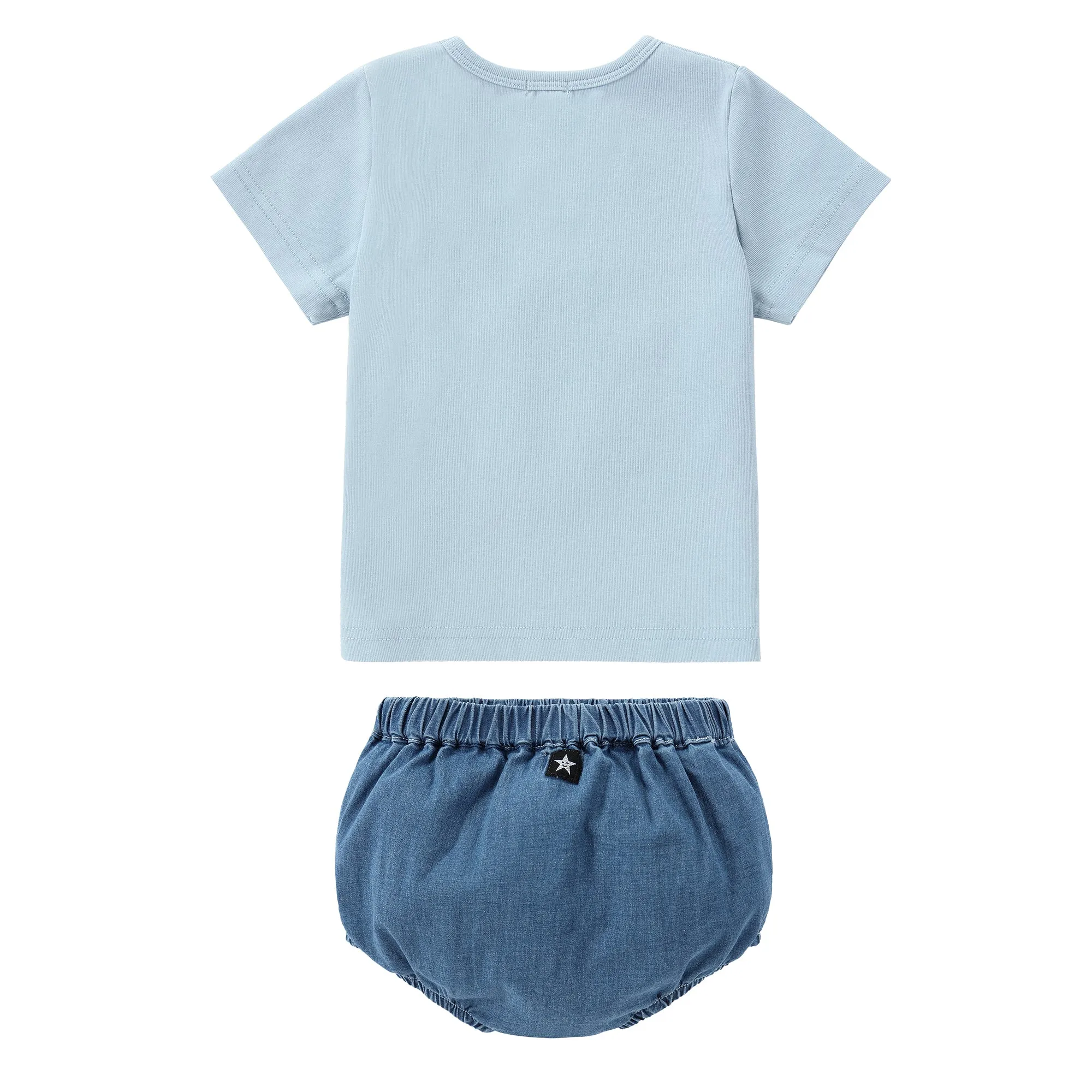 Light Blue T-Shirt With Denim Anchor Applique Set