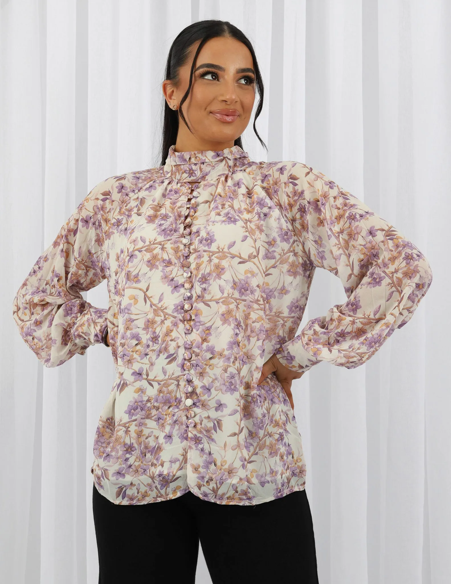 Lilla Floral Button Blouse