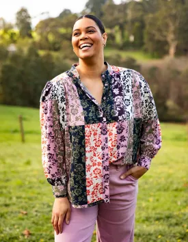 Linear Floral Print Blouse