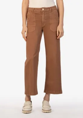 Meg Wide Leg Pants with Pork Chop Pockets - Mocha