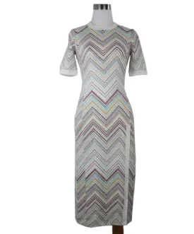 Missoni White Sequin Dress w/ Multicolor Stripes sz 4