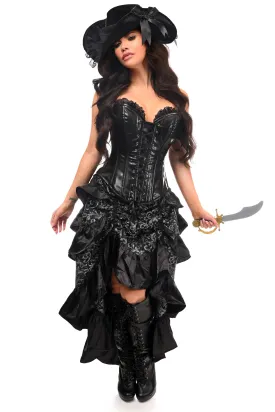 Top Drawer 4 PC Silver/Black Premium Pirate Corset Costume