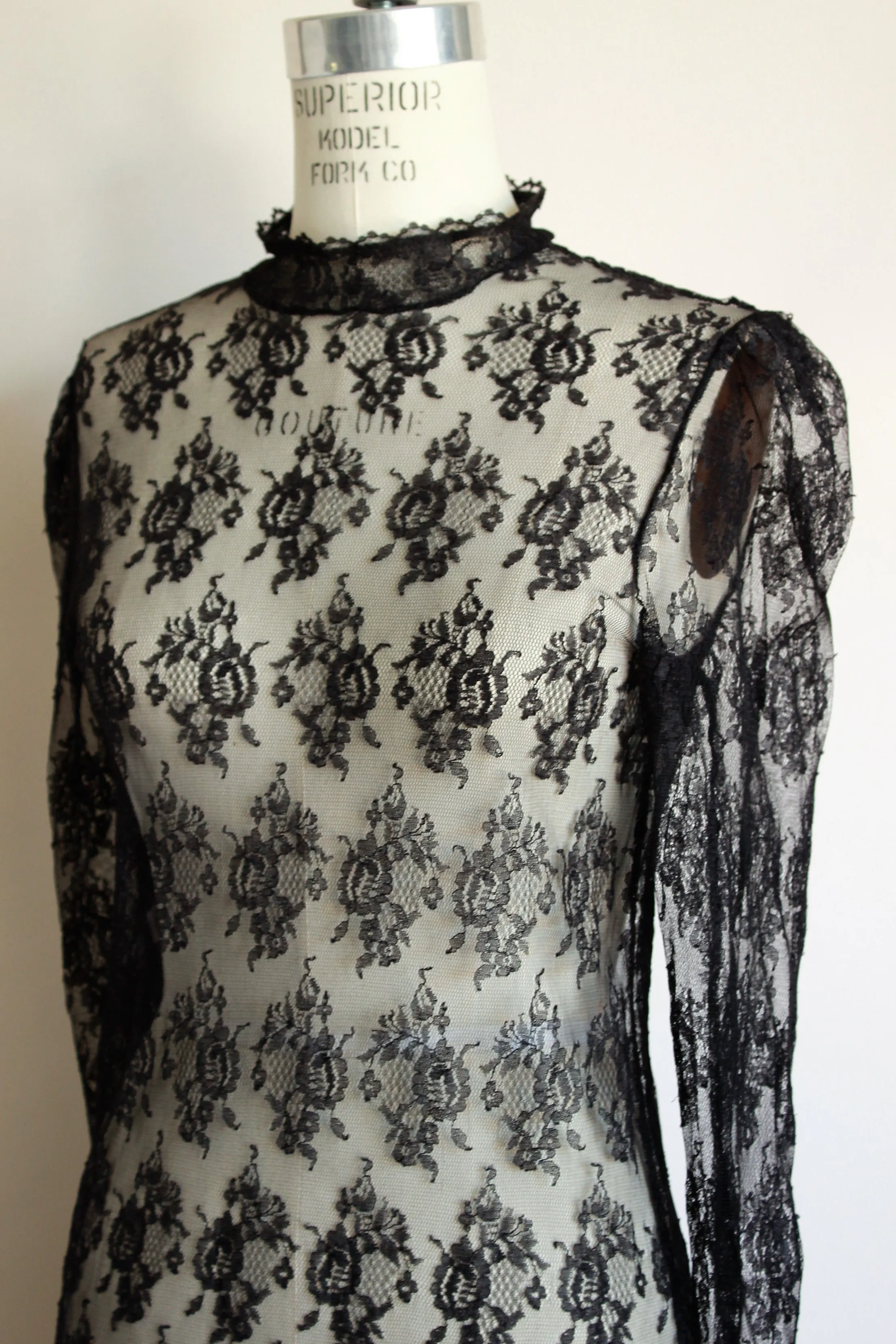 Vintage 1980s Fredericks of Hollywood Black Lace Blouse