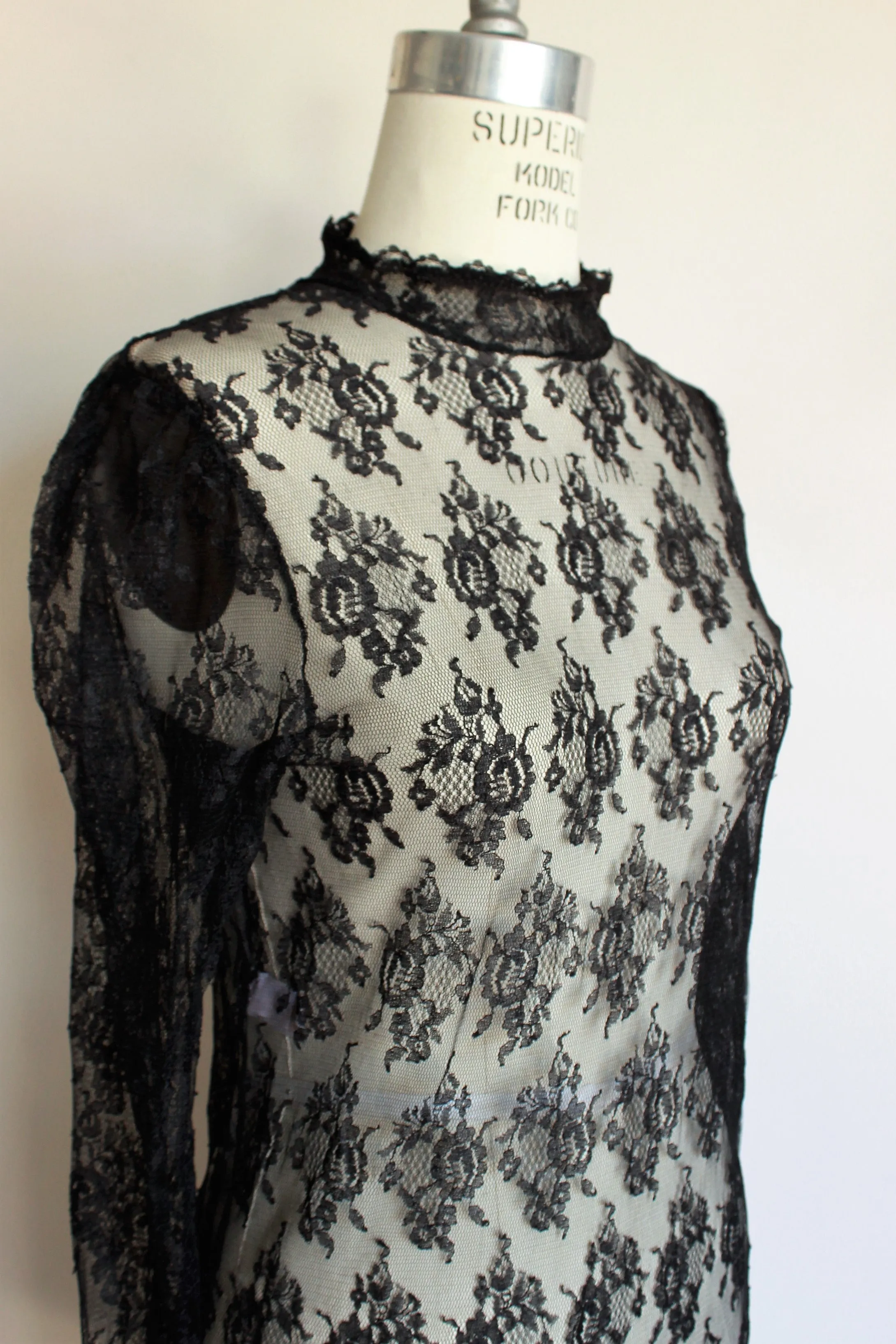 Vintage 1980s Fredericks of Hollywood Black Lace Blouse