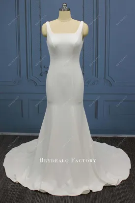 White Square Neck Mermaid Wedding Dress