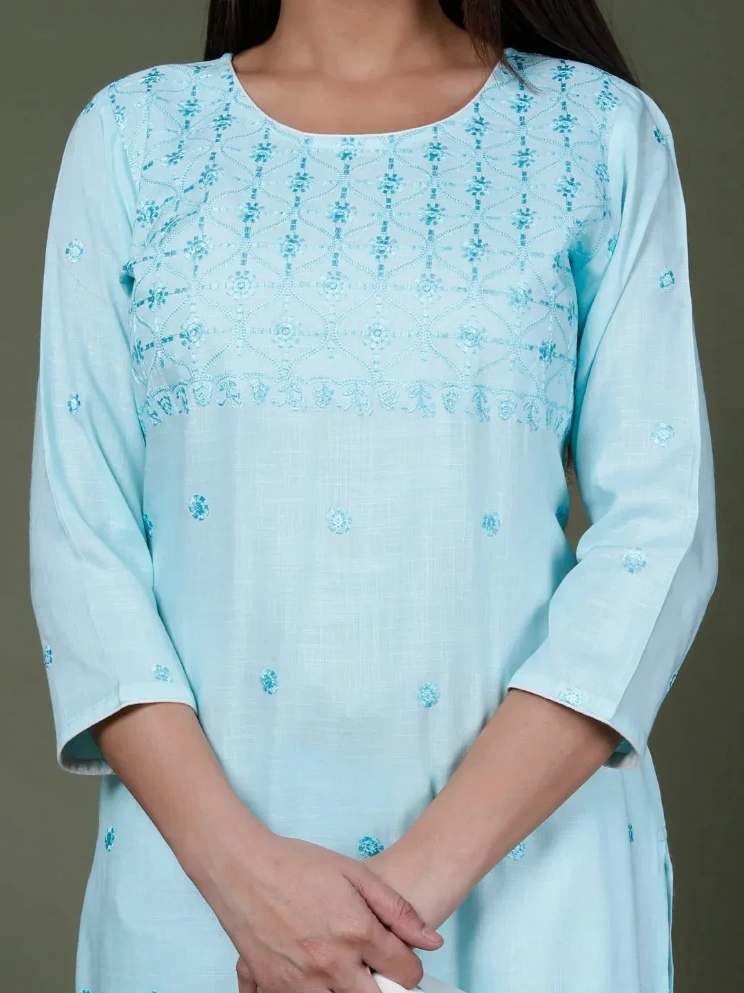 Women Kurta, Pant And Dupatta Set Viscose Rayon