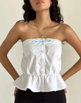 Zar Ribbon Tube Top in White